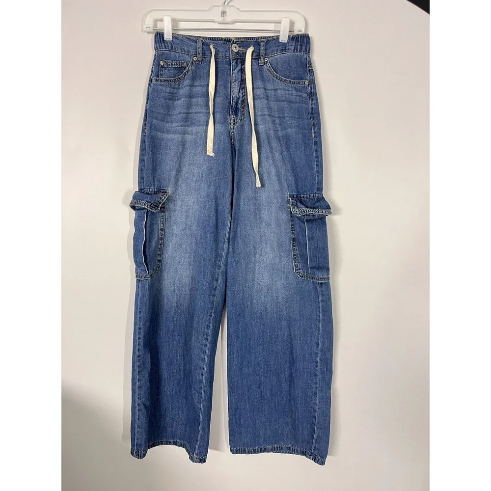 Curve Appeal Jeans Womens 2/26 Blue Denim Pants High Rise Wide Leg